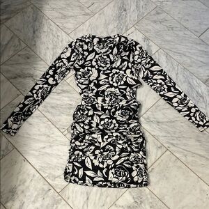 AFRM Black and White Floral Long Sleeve Dress